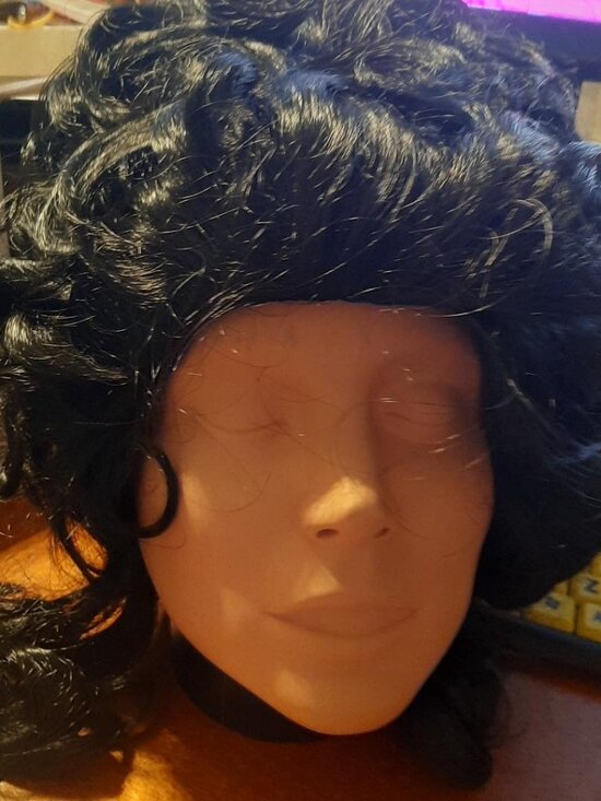 NEW! Women 16X12 Inch Wig Curly Strong Cap Black main image 4